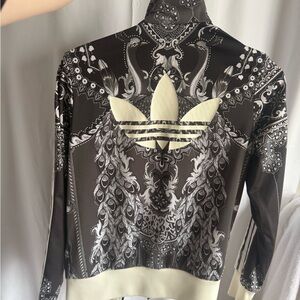 adidas Black & Cream Ornate Trefoil Track Jacket